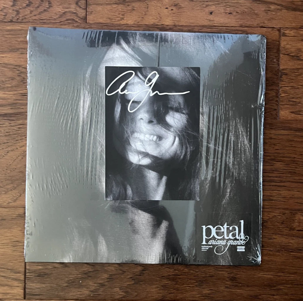 SIGNED Ariana Grande - Petal Limited Edition Pearly White Vinyl LP (long Silver Pink signature)